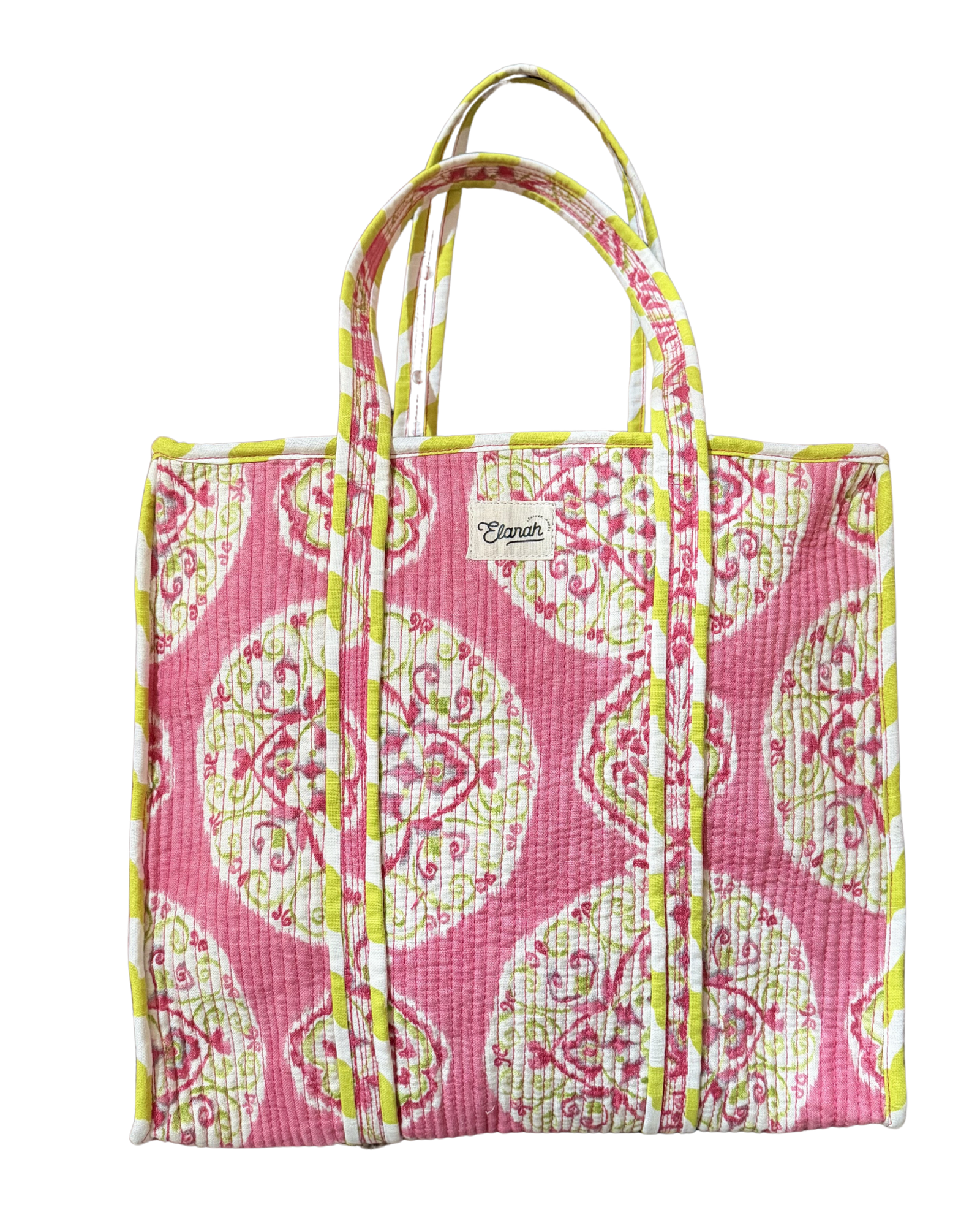 Pink quilted tote